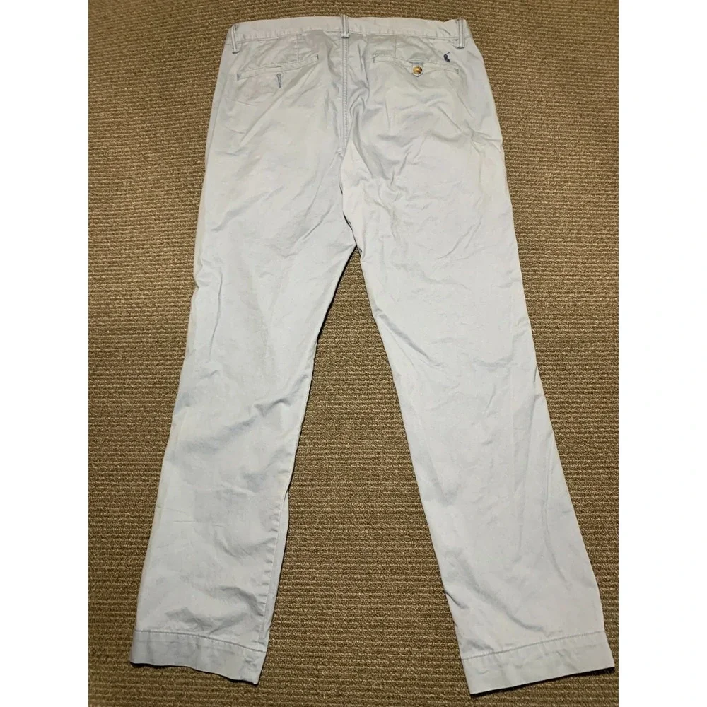 Polo Ralph Lauren Mens Classic Fit Flat Front Chino Blue Pants 34x32 Cotton